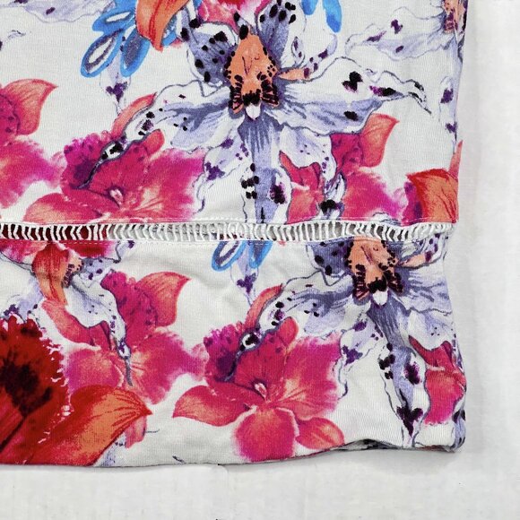 Soft Surroundings Blissful Bamboo Plumeria Floral Nightgown Ladder Trim Hem Sz L - Picture 4 of 9